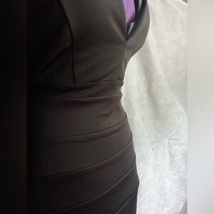 Black Emerald Sundae, Knee Length, Plunging Neckline w/ Open Laced back Dress(L)